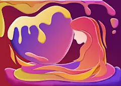 糖果渐融风梦幻风景插画