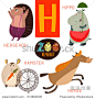 可爱的动物园字母表向量。H的信。有趣的卡通动物:刺猬,河马,仓鼠,马。字母设计丰富多彩的风格。-动物/野生生物,教育-海洛创意(HelloRF)-Shutterstock中国独家合作伙伴-正版图片在线交易平台-站酷旗下品牌