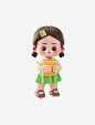 开学开学季3D立体C4D儿童小学生人物女孩小女孩小女孩拿书
