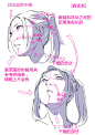 toshi大大的关于脸部的画法，一些结构和仰视角度，id：52322127、49607562 #GA游戏教程#