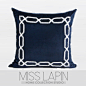 MISS LAPIN新古典/样板房沙发靠包抱枕/蓝色边框立体手工绣珠方枕