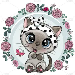 可爱的,小猫,贺卡,计算机,母亲,信函,玩具,花,问候,爱