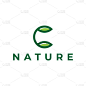 字母C绿叶自然标志设计