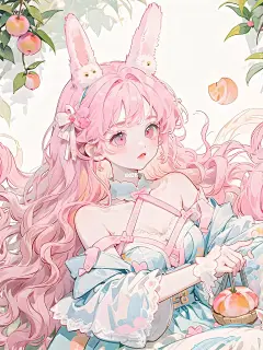 水蜜桃兔兔·粉嫩可爱丨女生可爱头像壁纸