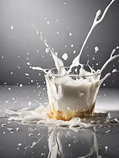 AI数字艺术摄影风牛奶溅起特写