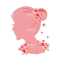   女生侧脸   - 源文件下载【酷图网】唯美,女生,侧脸,头像,剪影,装饰,元素,