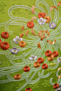 Japanese Embroidery using gold medal and silk threads.
