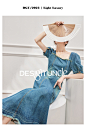 Designer Uncle牛仔连衣裙复古艺术感小众设计显瘦裙子质感高级感-淘宝网