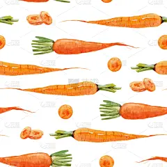 式样,水彩画,胡萝卜,夏天,纺织品,华丽的,时髦的,植物学,自然,复古