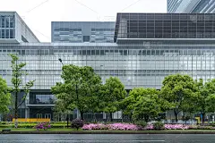 上海金融区广场的办公楼和街景