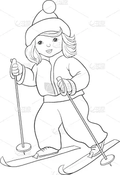 女孩,儿童,人,季节,冬天,形状,轮廓,白色,黑色,着色