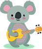 弹吉他的浣熊 卡通动物形象PNG免扣素材