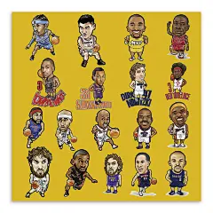 轻艺术 创意插画 卡通 NBA 明星 海报画芯 ##现代##美式##篮球##儿童房##收藏##装饰画#
