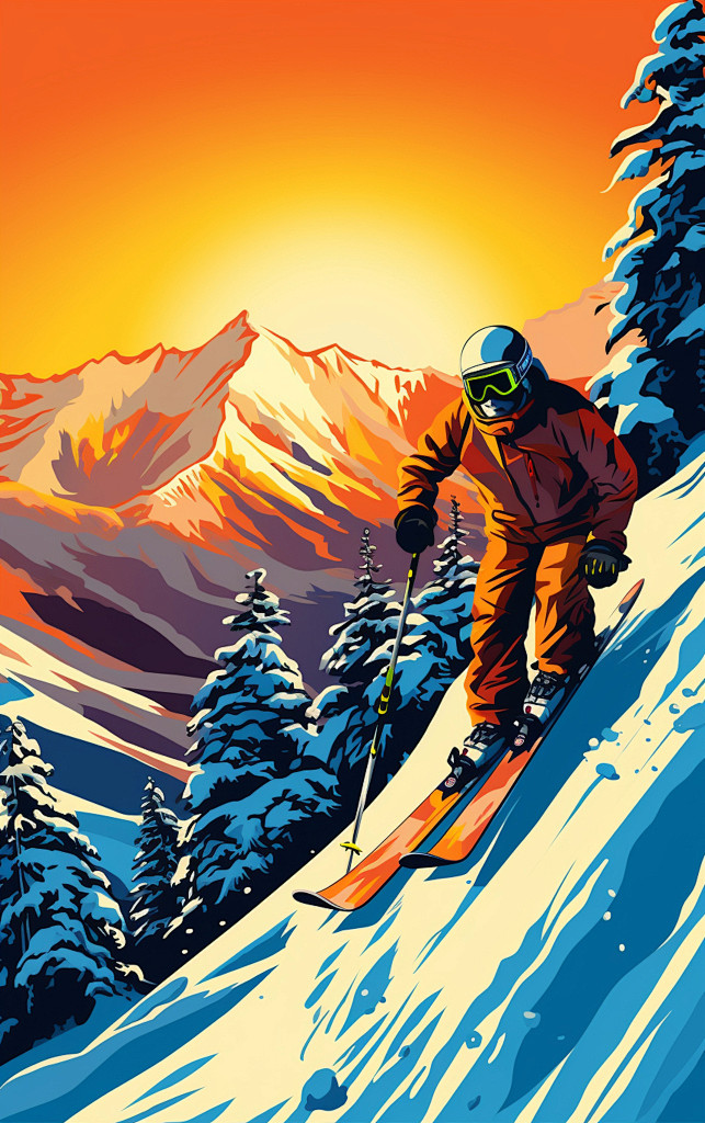 简约滑雪场景素材图