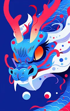 扁平风蓝色龙素材图片