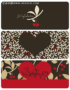 樱桃叶子心形背景爱心|背景底纹|底纹|底纹背景|底纹边框|花朵|花纹|卡片|名片|矢量素材|条纹|图案|图腾|线条|心形|信纸|叶子|印花图案|樱桃