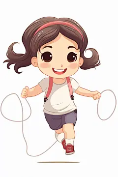 儿童跳绳手绘健康插画