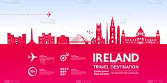 旅游目的地,爱尔兰共和国,地形,北,建筑,图像,复古,旅行,旅游