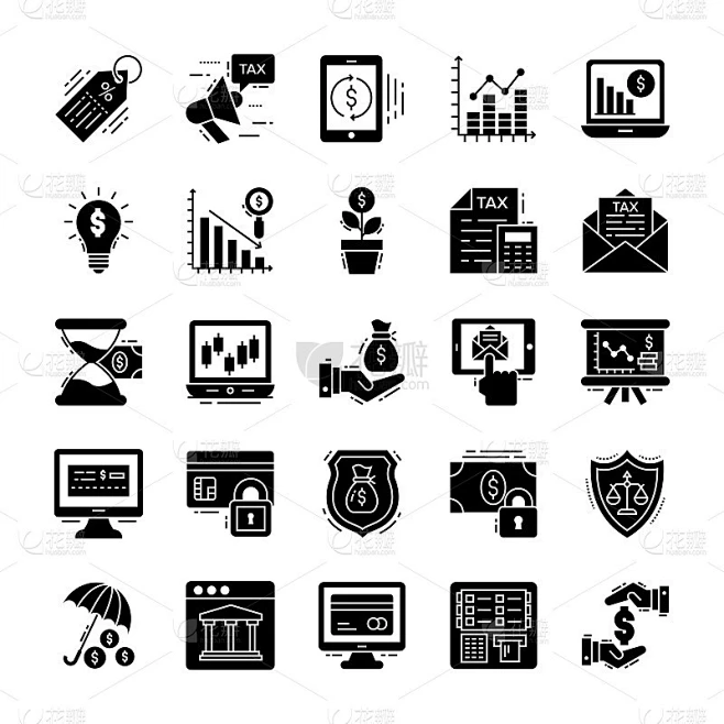 Finance And Tax Icons Pack素材-花瓣网