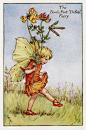 Bird's Foot Trefoil Flower Fairy Vintage Print, c.1927 Cicely Mary Barker Book Plate Illustration: