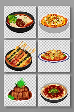 美味成都特色美食元素插画