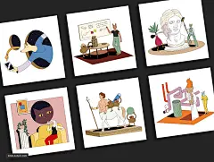 一组17时髦的，喜怒无常的插图，梦工厂 插图插画 