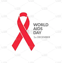世界艾滋病日横幅，红色丝带和文字孤立在白色背景。12月1日。——矢量
