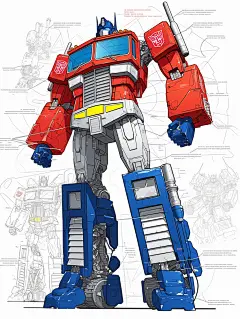 变形金刚·擎天柱 彩色线稿［咒语］ - 小红书