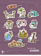 511手绘卡通可爱旅游行程地标建筑度假手账贴纸图标装饰设计素材-淘宝网