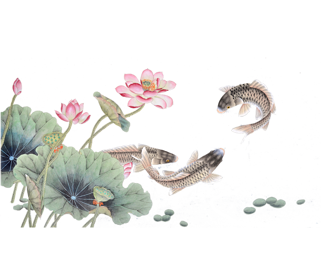 唯美古风水彩手绘荷花荷叶古典水墨莲花插画...