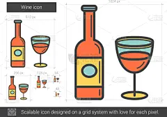 酒瓶,线图标,轮廓,白色,直的,图像,矢量,极简构图,分离着色,喝
