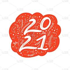 2021年书法短语。圣诞快乐和新年快乐的字母与花花样元素贺卡，海报，贴纸等。