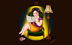 小时光系列插画 : 她是中国上世纪20-30年代的优雅女人。丰满的身姿。自信的表情。遗世独立的态度。喜欢琴棋书画。热爱新生事物。醉心美食时尚。她从时光的隧道翩跹而来。周身散发魅力的光芒