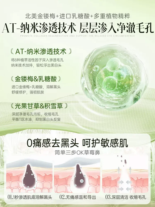 去黑头收缩毛孔祛粉刺深层清洁草莓鼻贴男女...