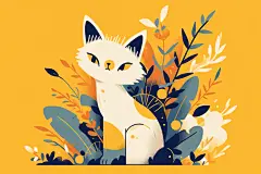 可爱卡通猫咪动植物插图插画