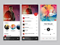 Music Player cards design top tracks list next song artist playlist scroll album covers preview music player