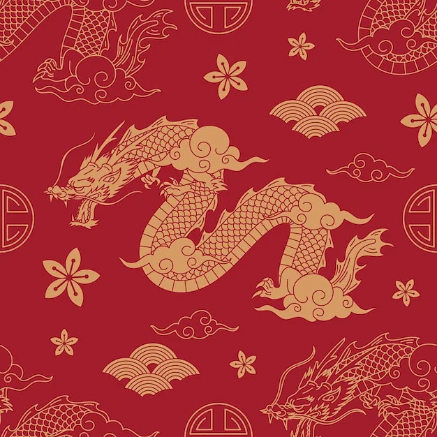 Free vector hand drawn chinese dragon pattern-花瓣网