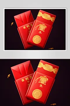 AI数字艺术中国风新年春节立体红包元素