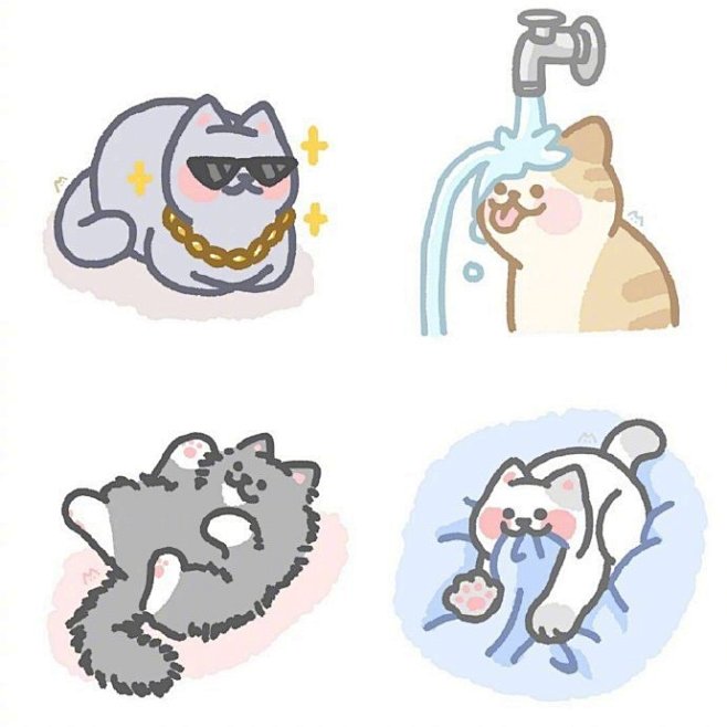 猫咪插画，ins: ccho_nyang...