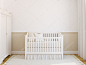 Interior of cozy nursery. Frontal view. 3d render.