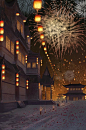 「古风壁纸图片」古代元夕佳节的灯市，是多少现代人的向往