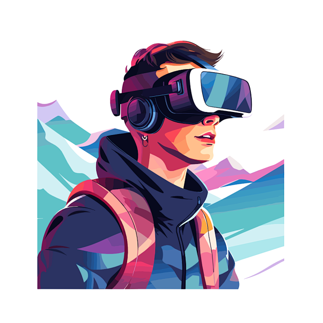 戴着vr眼镜的人 虚拟现实 插画 图标 SVG 设计 素材 矢量VR游戏