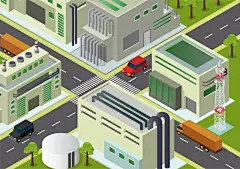 工业建筑等距插画矢量图设计素材