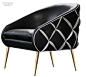 34 Featured Products in Seating : Tina Nicole’s Dali chair in leather with brass legs by Nathan Anthony Furniture.