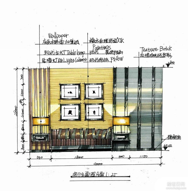 一套手绘室内设计方案