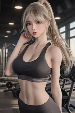 AI数字艺术CG风健身运动人物插画-众图网