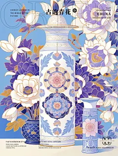 一眼沦陷！青花瓷花卉插画 | 扁平风文创插画_1_町果_来自小红书网页版