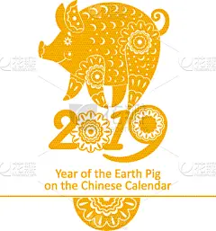 华丽的,春节,猪,2019,符号,可爱的,热,贺卡,历书,新年前夕