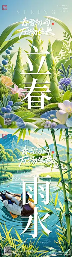 立春雨水节气海报_源文件下载_PSD格式_1037X3686像素-绿色,二十四节气,节气,春季,春天,鸭先知,春笋,雨水,立春-作品编号:2024123116344838-志设-zs9.com