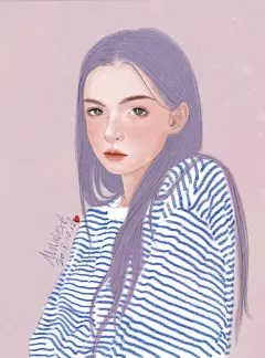 插画， 电脑绘画。， 头像，绘画， 日系，文艺，仙女